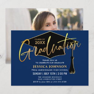 Modern Simple Class of 2024 PHOTO Graduation Party Invitation