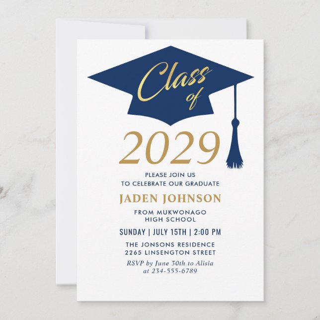 Modern Simple Class of 2026 Graduation Party Invitation (Front)