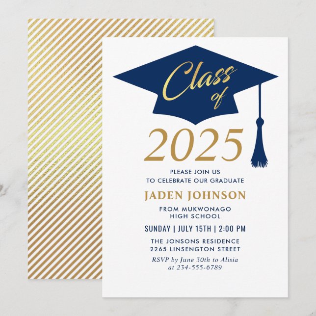 Modern Simple Class of 2026 Graduation Party Invitation (Front/Back)