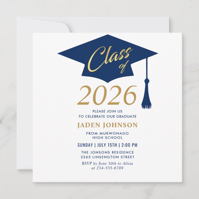 Modern Simple Class of 2026 Graduation Party Invitation (Front)