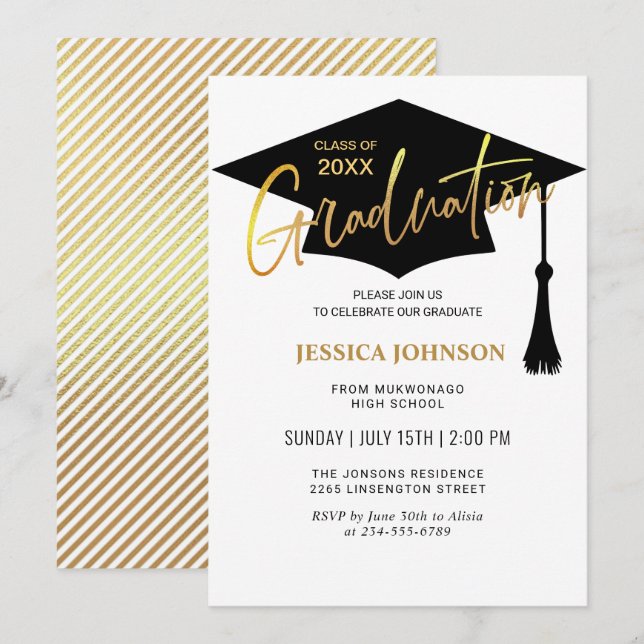 Modern Simple Class of 2026 Graduation Party Invitation (Front/Back)