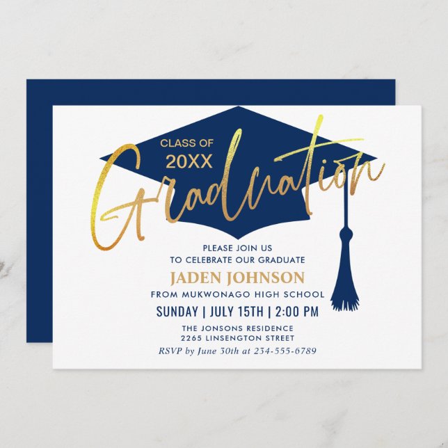Modern Simple Class of 2026 Graduation Party Invitation (Front/Back)