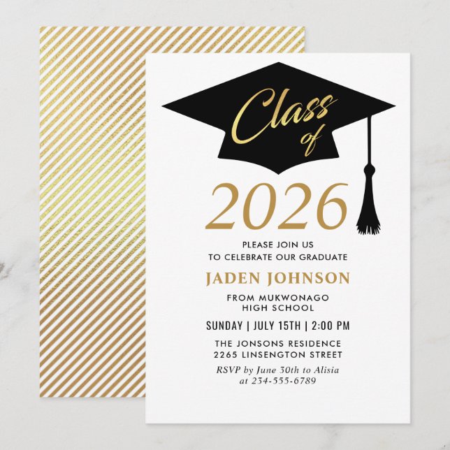 Modern Simple Class of 2026 Graduation Party Invitation (Front/Back)