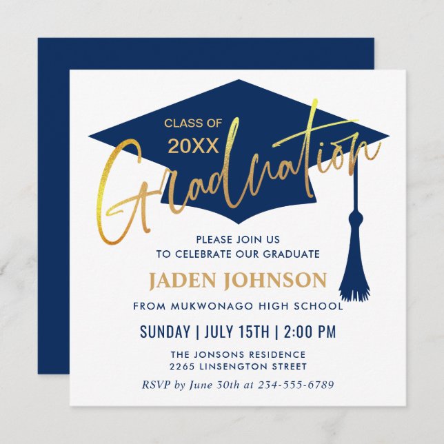 Modern Simple Class of 2026 Graduation Party Invitation (Front/Back)