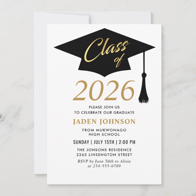 Modern Simple Class of 2026 Graduation Party Invitation (Front)