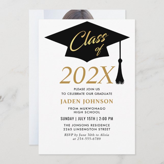 Modern Simple Class of 2026 Graduation Party Invitation (Front/Back)