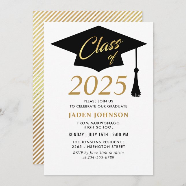 Modern Simple Class of 2026 Graduation Party Invitation (Front/Back)