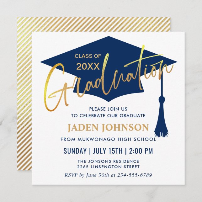 Modern Simple Class of 2026 Graduation Party Invitation (Front/Back)