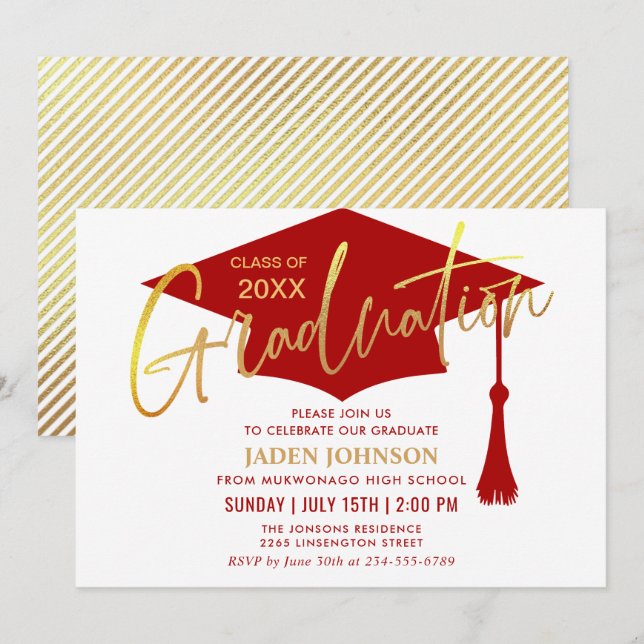 Modern Simple Class of 2026 Graduation Party Invitation (Front/Back)