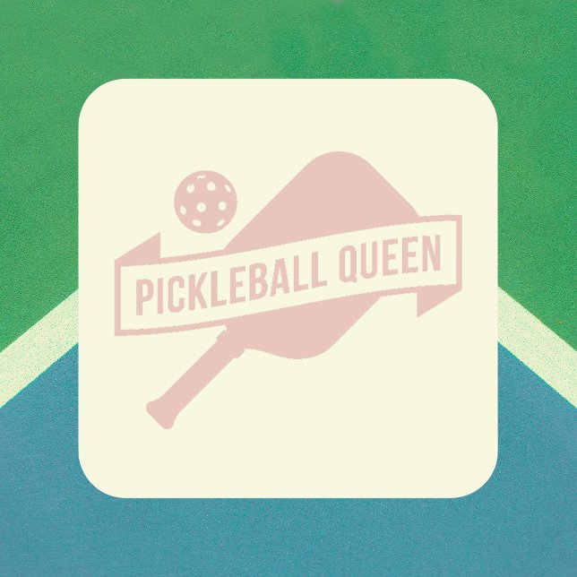 Modern Simple Classic Blush Pink Pickleball Queen Square Sticker (Creator Uploaded)