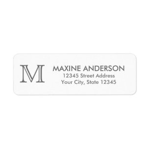 Modern Simple Classic Elegant Silver Gray Monogram Label