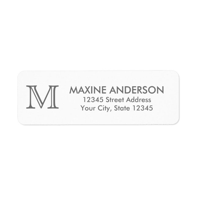 Modern Simple Classic Elegant Silver Gray Monogram Label (Front)