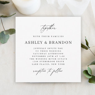 Modern Simple Classic Elegant Square Wedding Invitation