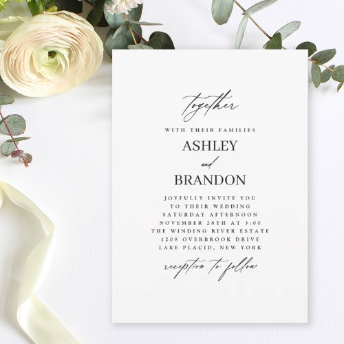 Modern Simple Classic Elegant Wedding Invitation