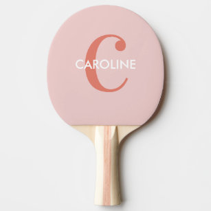 Modern Simple Classic Initial Blush Pink Ping Pong Paddle