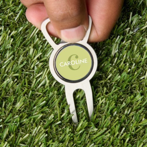 Modern Simple Classic Initial Green Golf Divot Tool