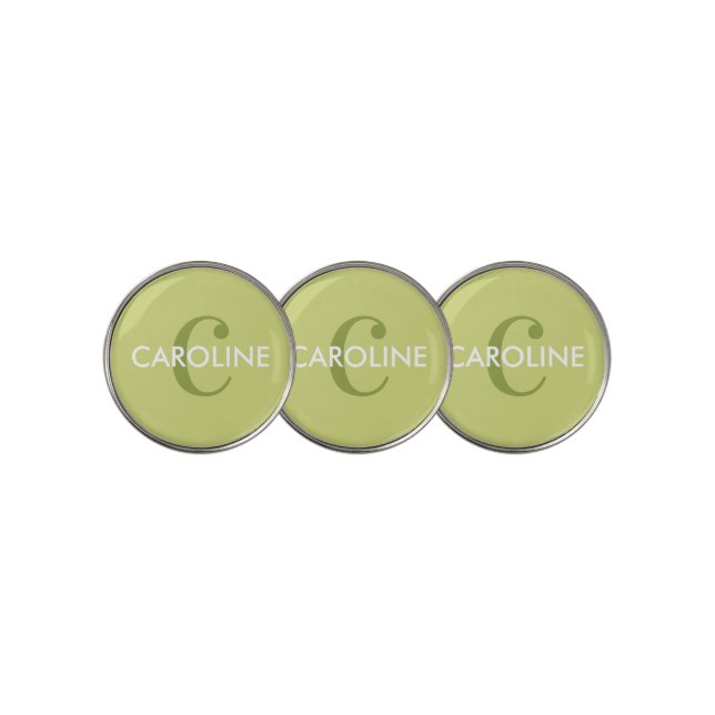 Modern Simple Classic Initial Lime Green Golf Ball Marker (3 Up)