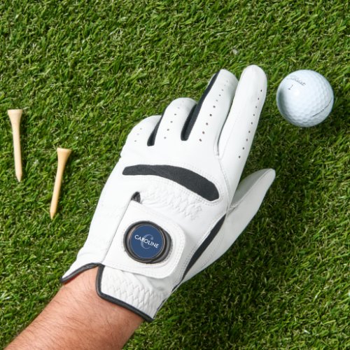 Modern Simple Classic Initial Navy Blue Golf Glove