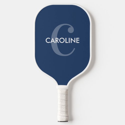 Modern Simple Classic Initial Navy Blue Pickleball Paddle