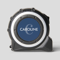 Modern Simple Classic Initial Navy Blue Tape Measure