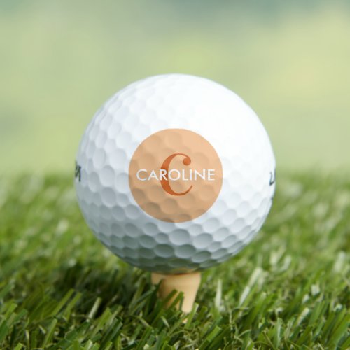 Modern Simple Classic Initial Orange Golf Balls