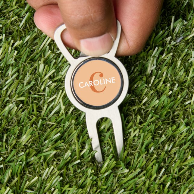 Modern Simple Classic Initial Orange Golf Divot Tool (Insitu 1)