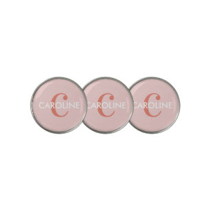 Modern Simple Classic Initial Pink Golf Ball Marker