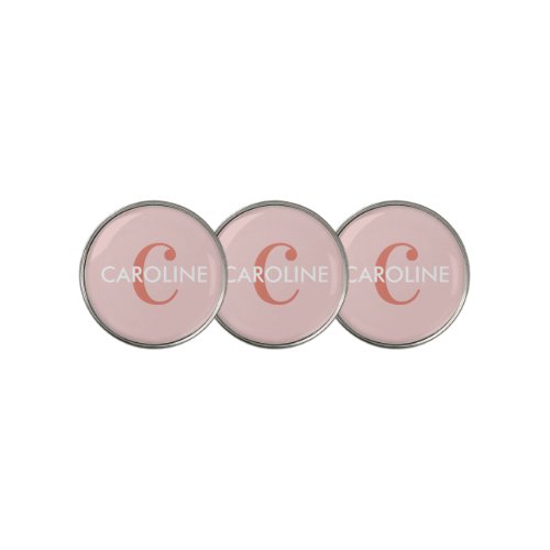 Modern Simple Classic Initial Pink Golf Ball Marker