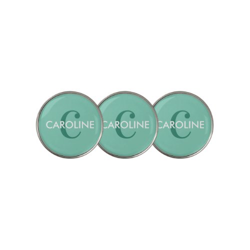 Modern Simple Classic Initial Turquoise Golf Ball Marker