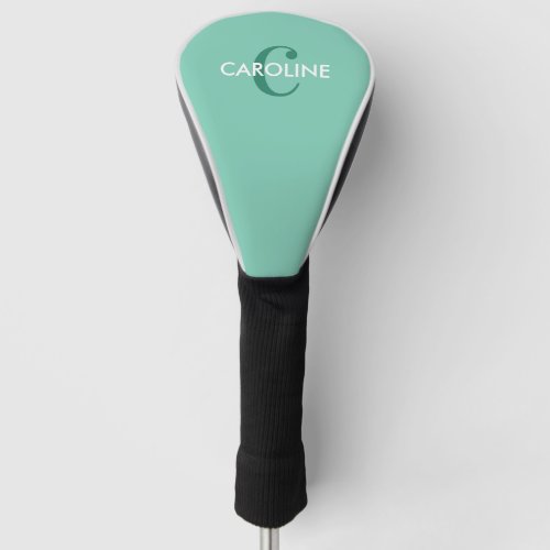 Modern Simple Classic Initial Turquoise Golf Head Cover