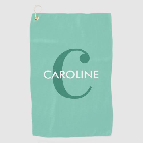 Modern Simple Classic Initial Turquoise Golf Towel