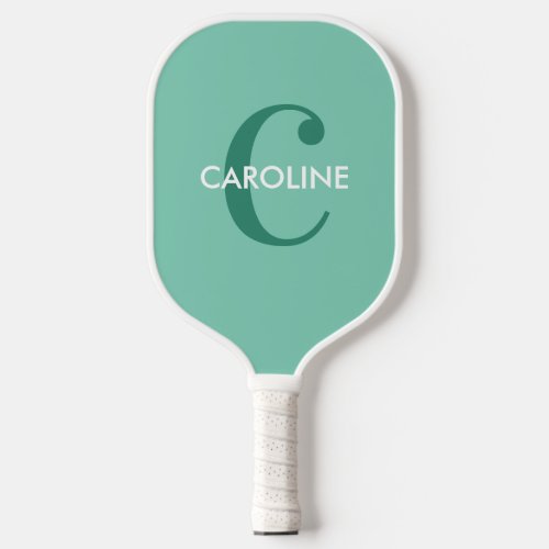 Modern Simple Classic Initial Turquoise Pickleball Paddle