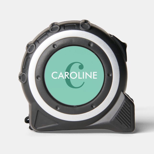 Modern Simple Classic Initial Turquoise Tape Measure (Front)