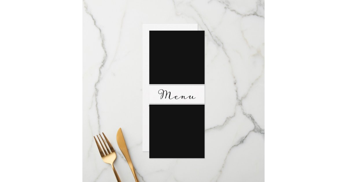 Modern simple classic menu dinner card black DIY | Zazzle