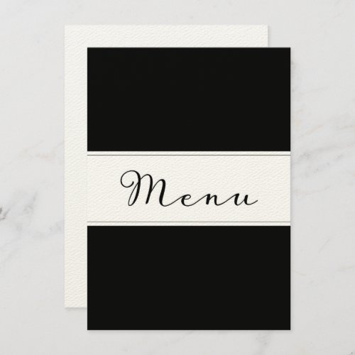 Modern simple classic menu dinner card black DIY 
