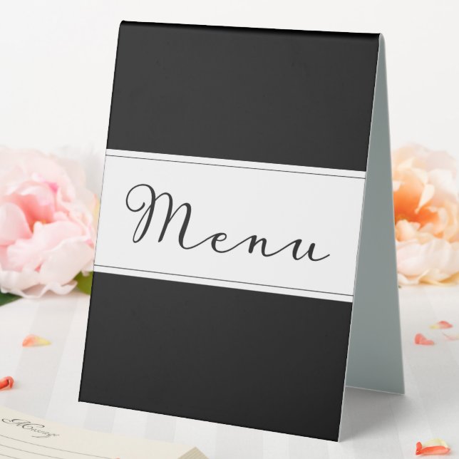 Modern simple classic menu dinner card black DIY  Table Tent (In SItu (Wedding))