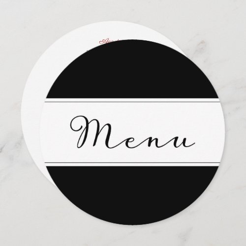 Modern simple classic menu dinner card round DIY