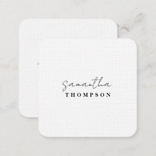 Modern Simple Classic White Square Business Card