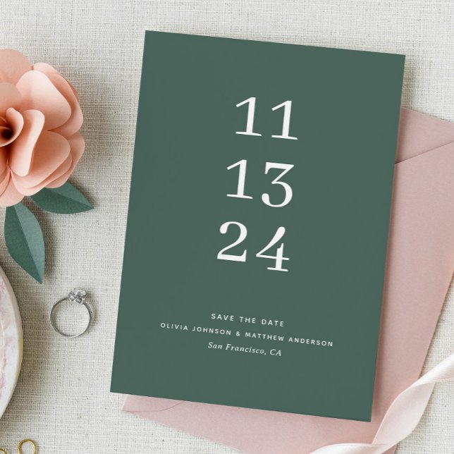 Modern simple clean sage green minimalist wedding save the date (Creator Uploaded)