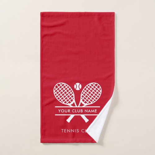 Modern Simple Club Name Tennis Team Red Hand Towel