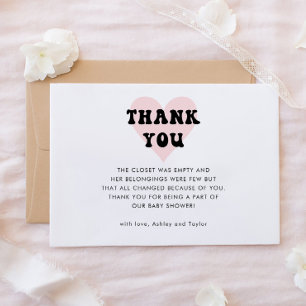 Modern Simple Coed Baby Shower Thank You Card