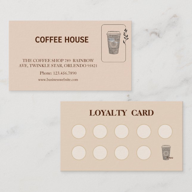 Modern simple coffee Shop Loyalty Card (Front/Back)