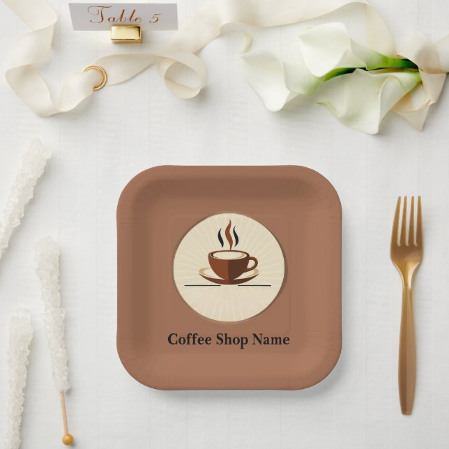 Modern Simple Coffee Shop professional  shop Paper Plates (Wedding)