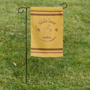 Modern Simple coffee Tea cafe shop name Garden Flag
