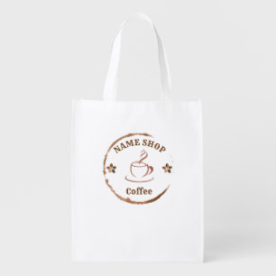 Modern Simple coffee Tea cafe shop name Grocery Bag