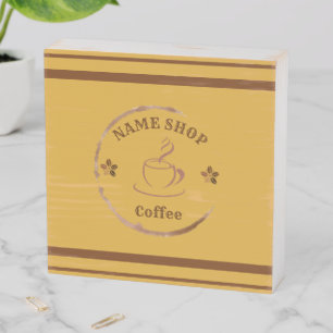 Modern Simple coffee Tea cafe shop name Wooden Box Sign