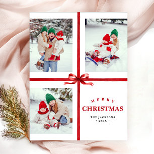 Modern Simple Collage Merry Christmas Holiday Postcard