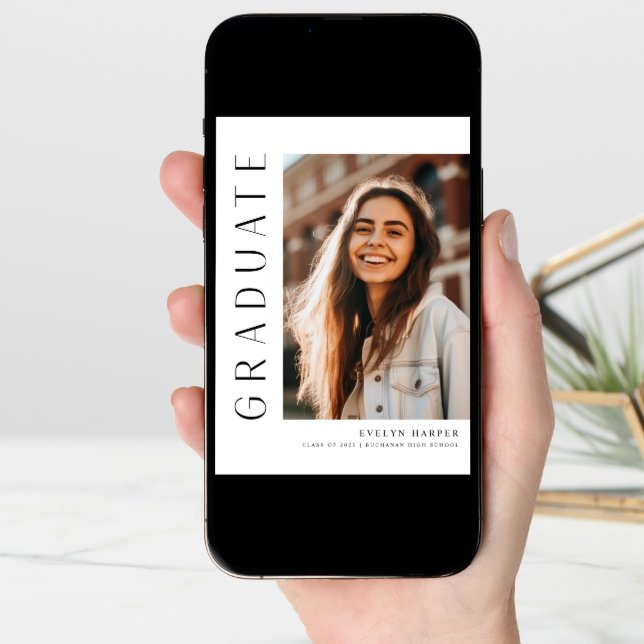 Modern Simple College High School Photo Graduation Announcement (Front Digital)