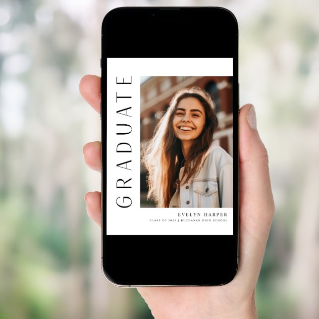 Modern Simple College High School Photo Graduation Invitation (Front Digital)