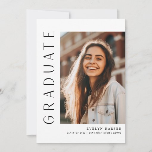 Modern Simple College High School Photo Graduation Invitation | Zazzle